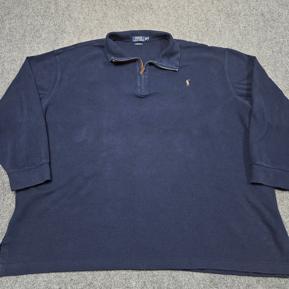 Vintage 90s Polo Ralph Lauren Quarter Zip Pullover Mens 3XB Navy Blue Estate Rib